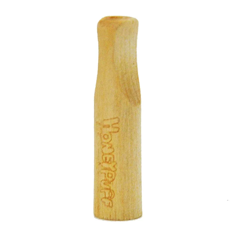 Honeypuff Glass One Hitter Pipes Bat With Natural Detachable Wood Mouthpiece Mouth Filter Handle Wooden Tobacco Pipe Smoking Herb Grinder