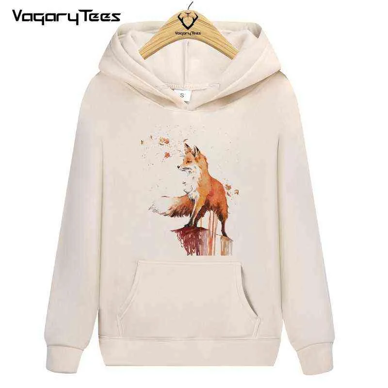 Harajuku 2021 Fox Print Print Hoodies Осенние Женские Топы Камиссета Феминина Графическая уличная Уличная Одежда Женский G1229