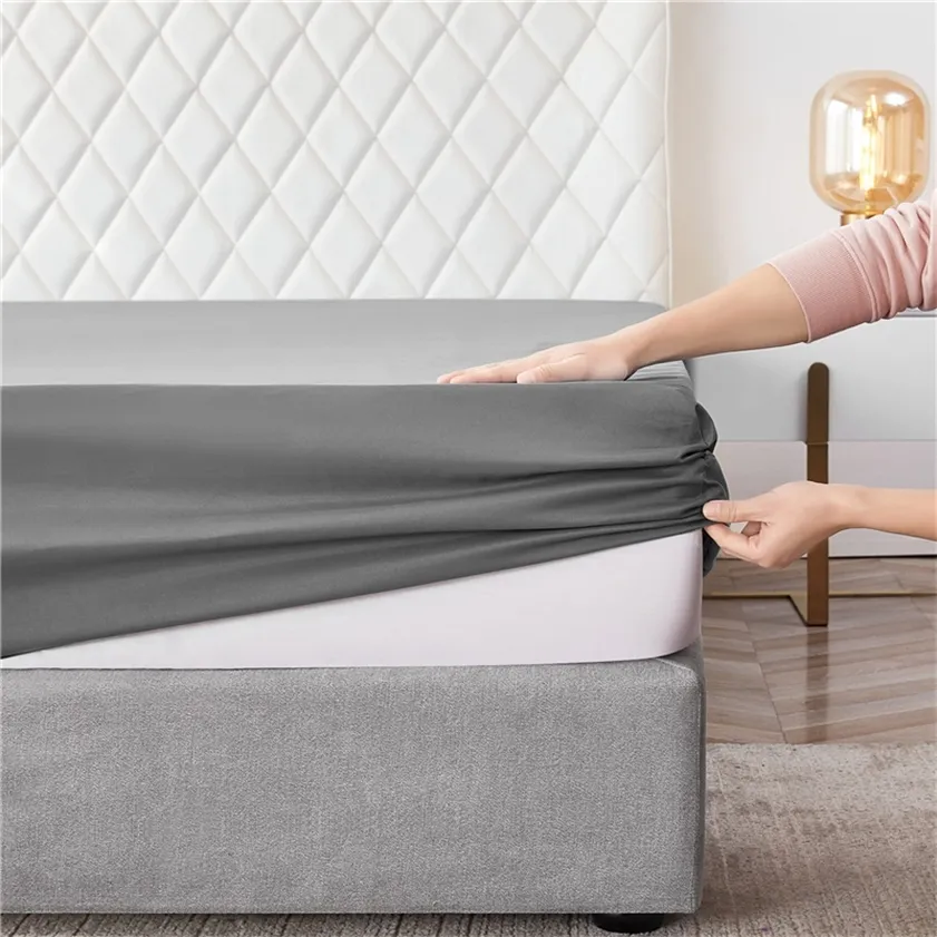 Big Vendita 1 PC Lenzuolo Letto Solido Conferenza con materasso in solido con banda elastica resistente all'abrasione e grigio scuro bianco 220217