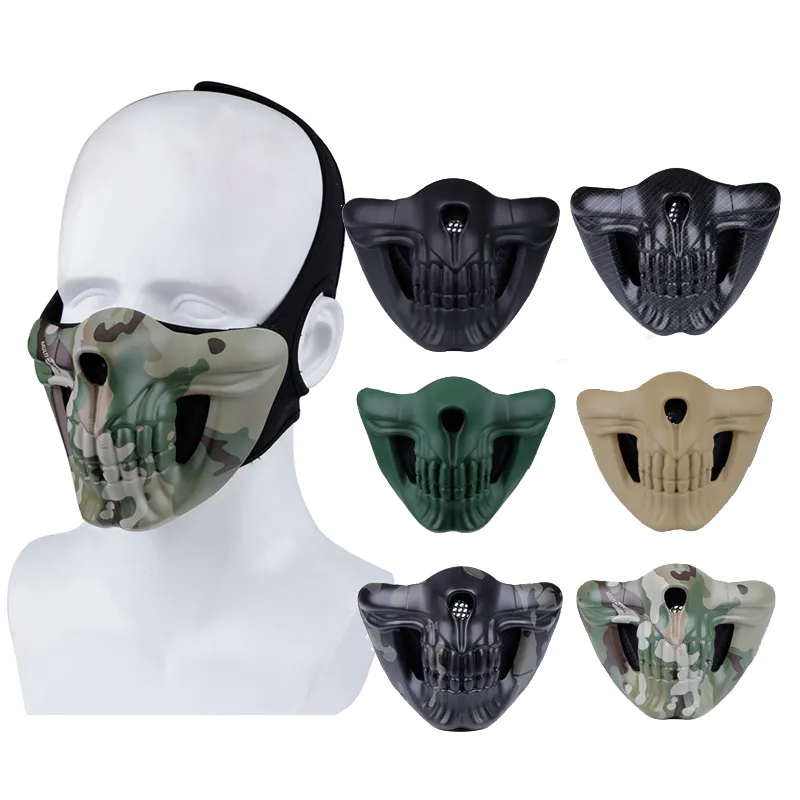 Outdoor Half Face Skull Mask Attrezzatura sportiva Airsoft Shooting Protection Gear Tactical Airsoft Halloween Cosplay NO03-119