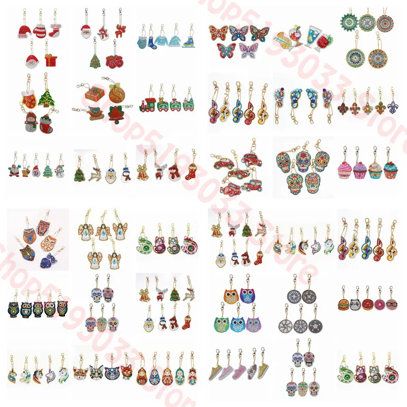 5D DIY Diamond Painting Keychain Rhinestone Embroidery Pendant DIY Craft Kits Diamond Painting Cross Stitch KeyChain Accessories 201112