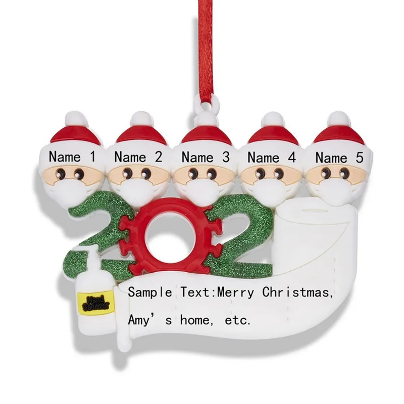 Cute Silicone Christmas Ornaments Personalized DIY Handwriting Pendants Mask Snowman Family 2 3 4 5 Christmas Tree Hanging Pendants VT1731
