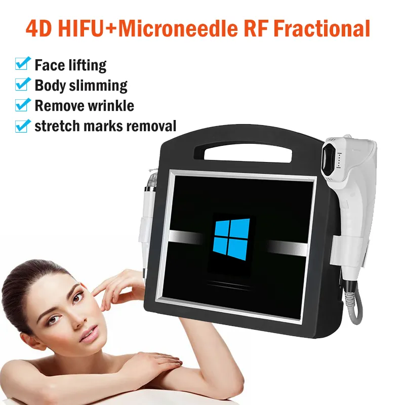 Equipamento de beleza multifuncional 4D HIFU Microneedle fracionário RF Slimming Beauty Machine para remoção de rugas Levantamento de rosto Anti envelhecimento cicatrizes Acneremoval