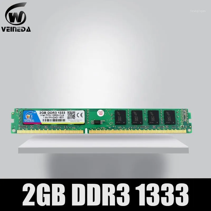 VEINEDA DDR3 2GB 1333Mhz memoria ram ddr 3 1333 pc3-10600 dimm ram per desktop AMD e Intel Compatibile 1066 1600mhz ram1
