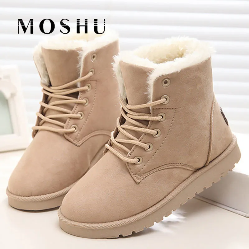 women bootsClassic Women Winter Boots Suede Ankle Snow Boots Female Warm Fur Plush Insole High Quality Botas Mujer Lace-Up