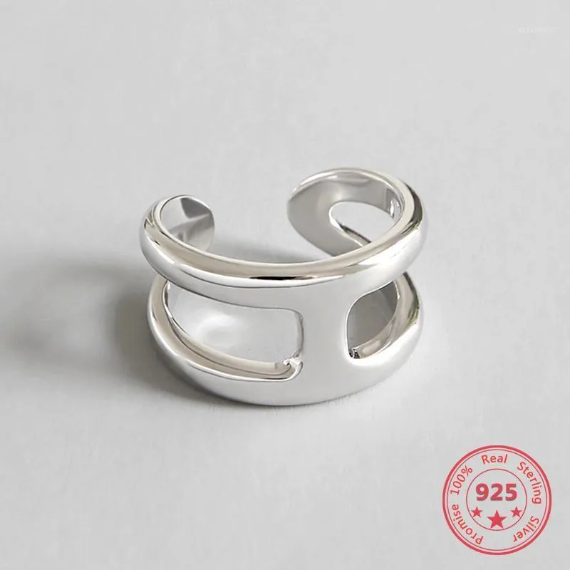 Ringos de cluster 100% autênticos 925 Silver Cross Ring Jewelry Vintage Ins Simple Letter Femme Femme for Women1