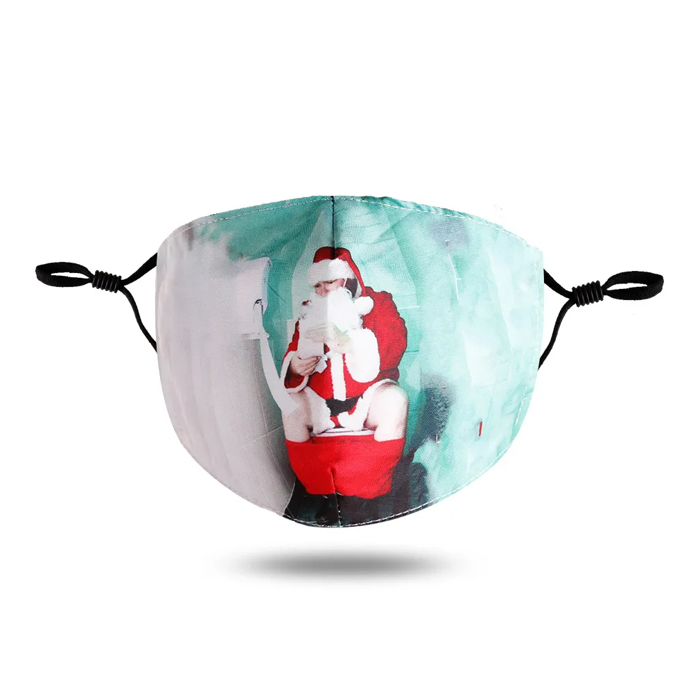 Merry Christmas Santa Funny Party Masks Adjustable Washable Digital Printed Fashion Face Masks Dust Fog Cotton PM 2.5 Facemask Mouth Covers