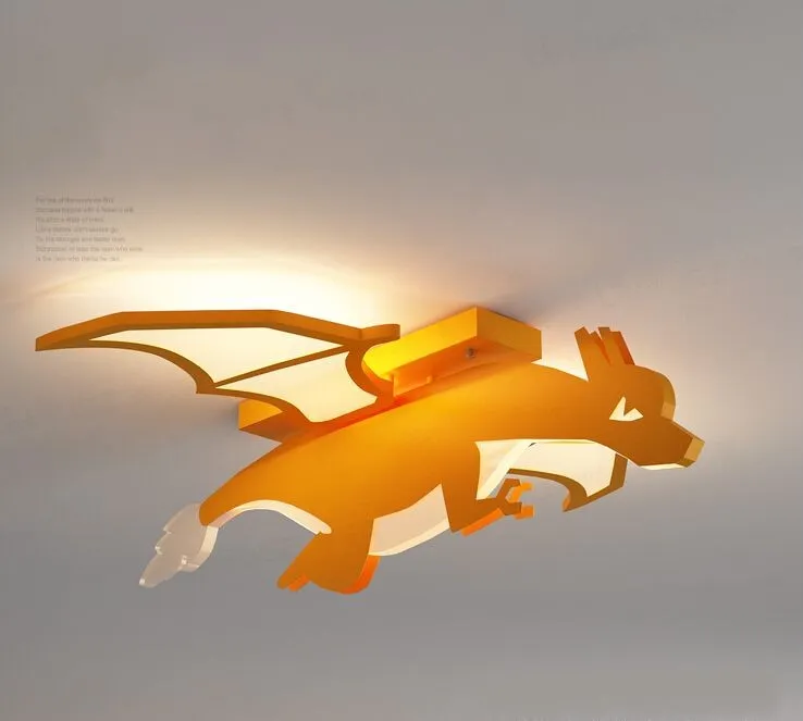 Nouveau plafonnier dragon cracheur de feu Lumières garçon chambre chambre d'enfant dessin animé dinosaure led créatif