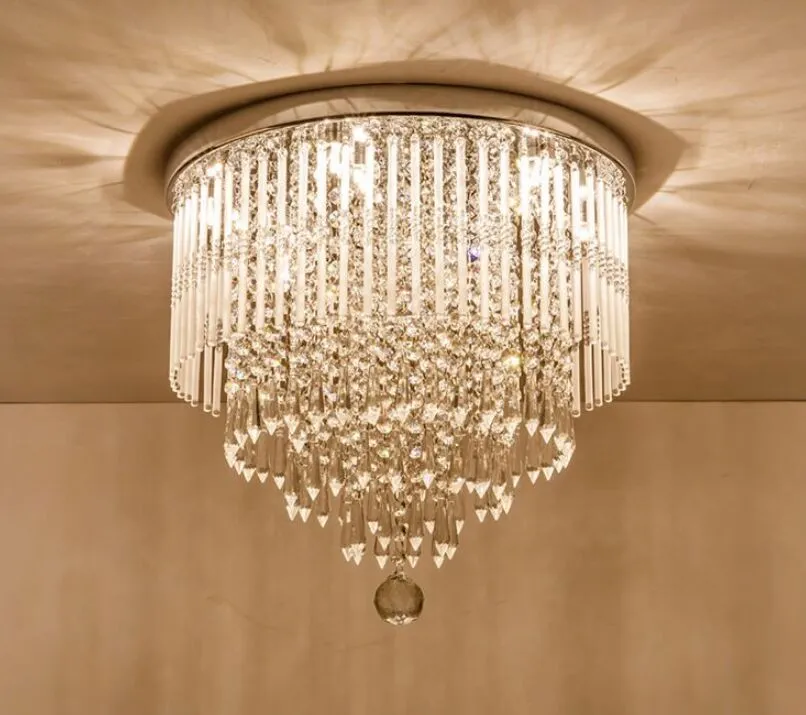 Modern K9 Crystal Chandelier Lighting Flush mount LED Ceiling Light Fixture Pendant Lamp for Dining Room Bathroom Bedroom Livingroom