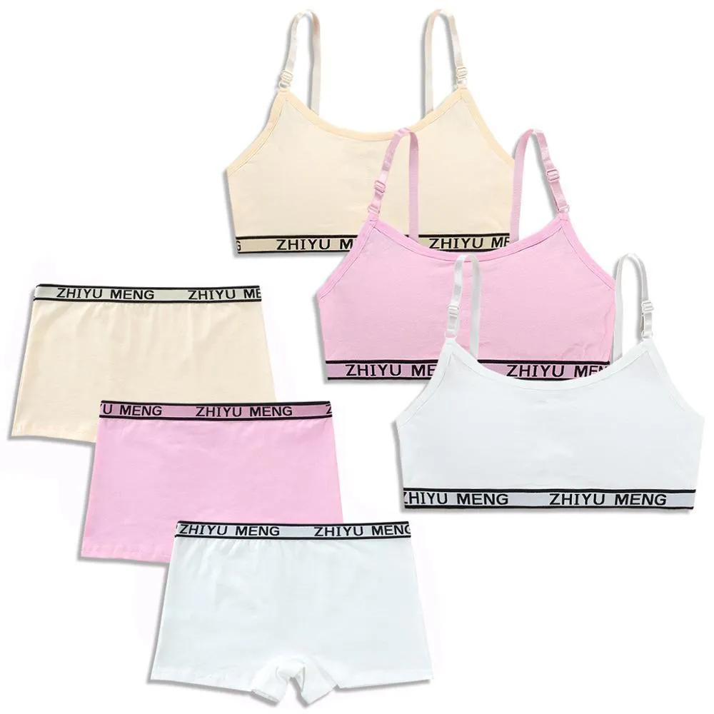 Puberty Young Girls Bra And Panties Sets Teenage Girls Cotton Padded Vest Training  Bra Teen Sport Underwear 8 18 Years C1021 From Make03, $32.9