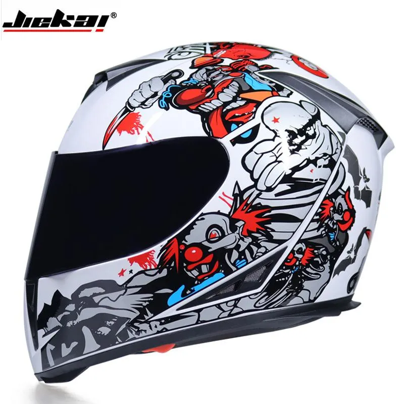 Jiekai Dot Aprovado Rosto Completo Capacete de Motocicleta Lavável Forro com Lente Dual Lente Rápida Corrida Capacete Casco Casque Moto