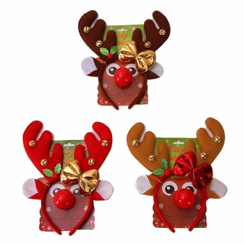 Christmas Decorations Headband Antler Head Buckle Headdress Antlers Red Nose Children Dress Shooting Props1