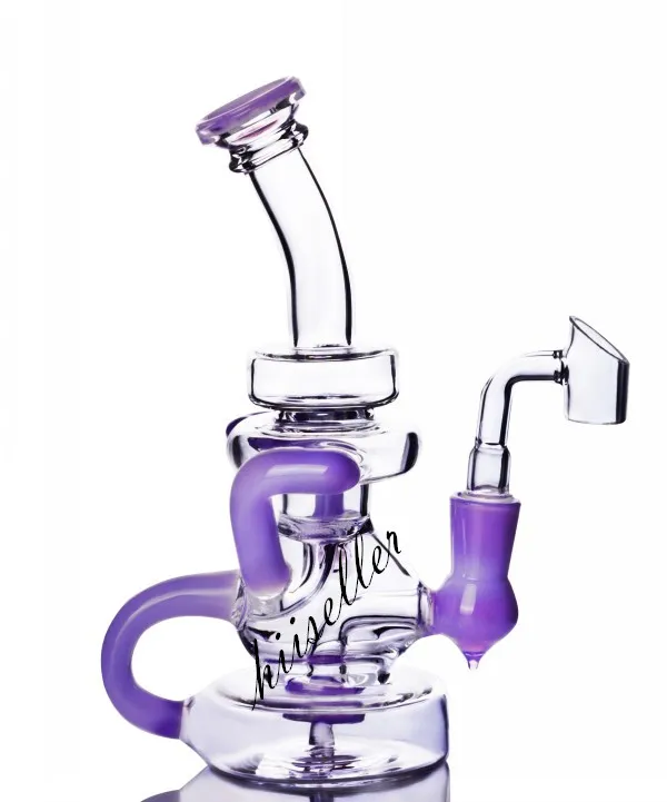 7,8 polegadas Fev ovo Bong Bongo Klein Recycler Plataformas De Petróleo De Água De Vidro Dólar Função Tubulação De Fumaça Waterpipe Percolaver Filtro Curvo 14mm