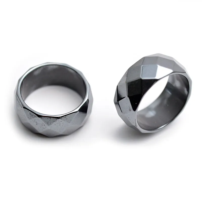 Fasetowane magnetyczne pierścionki hematytowe 10 mm szerokość mieszanka rozmiar wewnętrznego 100pc/działka moda man biżuteria 10pcs/partia