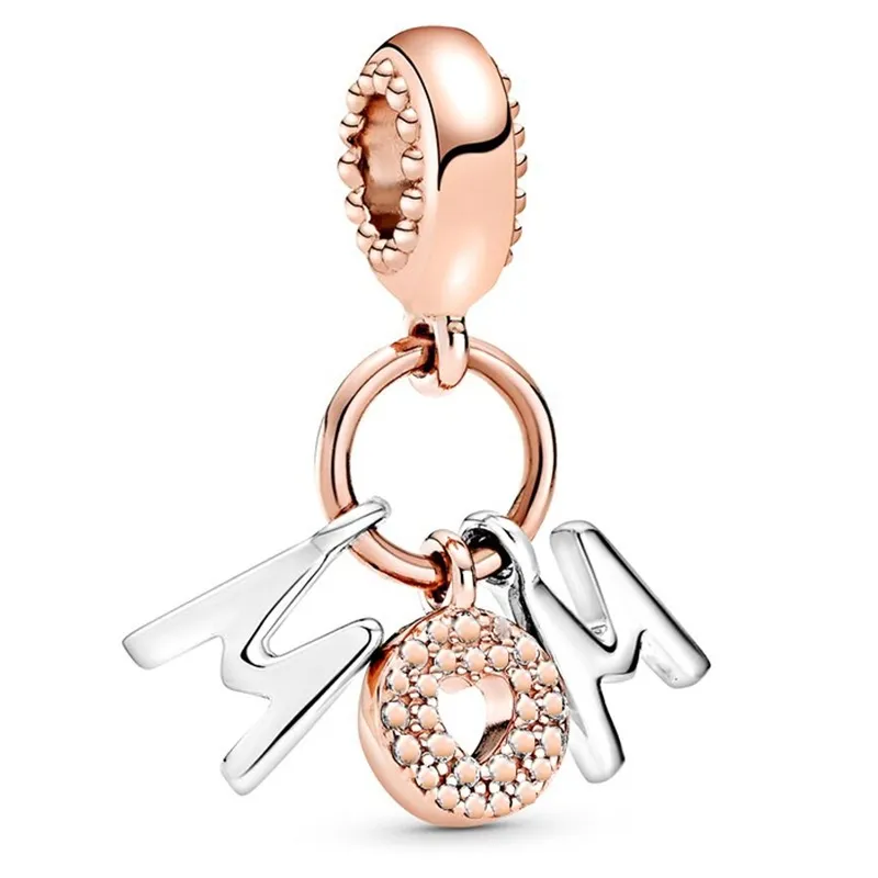 Fit Pandora Charm Bilezik Avrupa Gümüş Charms Boncuk Anne Kalp Anneler Günü Kolye Kadınlar Için DIY Yılan Zincir Bileklik Kolye Takı