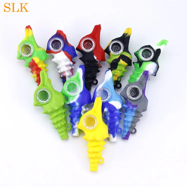 mini conch water pipe hot selling glass bong porous glass bowl silicone smoking pipes for smoking tobacco 4.72" bongs