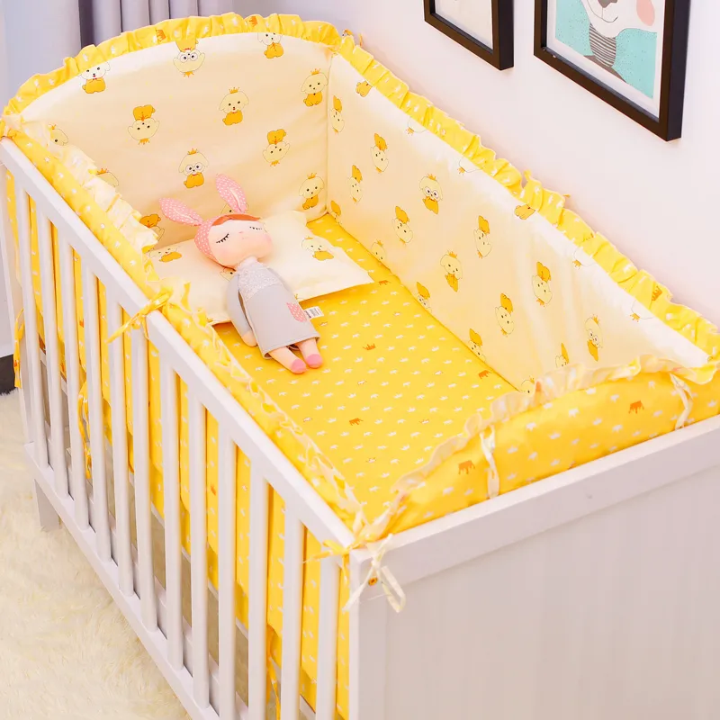 Kreskówka Niemowlę Łóżeczka Pościel Zestaw Girls Boys Baby Bed Set Cot Bumpers Kołdra z nadzieniem dla dziecka / zestaw bawełniany berbeć łóżko zestaw LJ201105