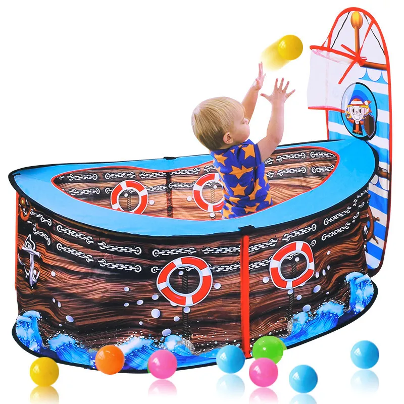 Baby Pirate Ship Tent Kids Ball Pits Piscina portatile Pieghevole Play House Palle da biliardo per bambini con cesto Giocattolo all'aperto per bambini LJ200923