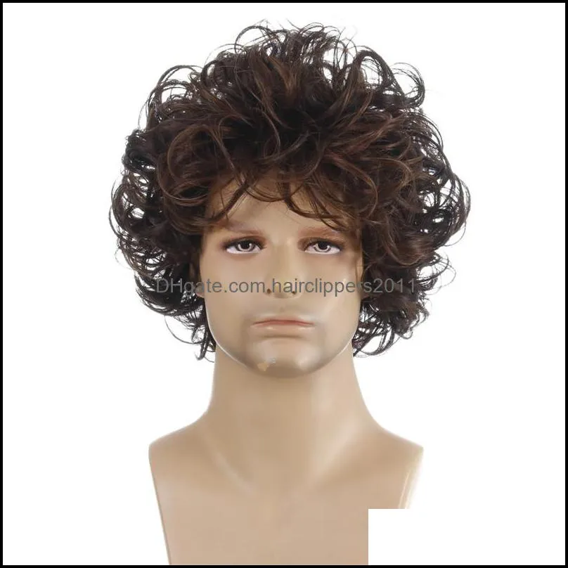 11 inches Men`s Synthetic Wig Mix Color Pelucas Perruques de cheveux humains Simulation Human Remy Hair Wigs WIG-M29