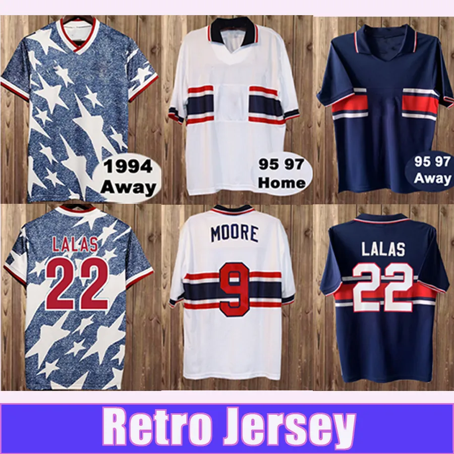 1994 1997 United States Mens Retro Soccer Jerseys LALAS SORBER PEREZ BALBOA STEWART WEGERLE MOORE 2016 Home Away Football Shirts