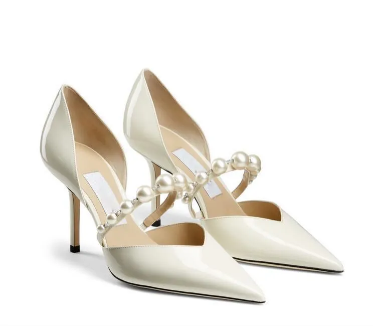 Luxury Bee Sandals Crystal Embelling Pointed-Toe Women Pumpar Elegant Designer Women's High Heels Party Dress Wedding EU35-42 med låda
