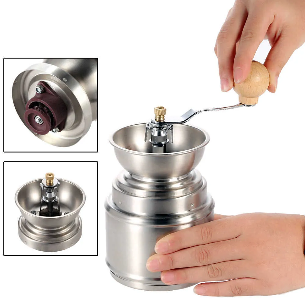 Portable Manual Coffee Grinder with Ceramic Burr Stainless Steel Pepper Spices Nut Seed Coffee Beans Grind Mill Machines