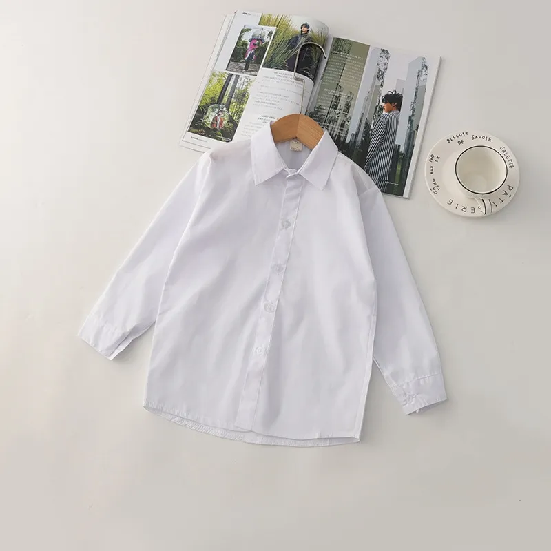 Vit Skjortor för baby Boys Plain Classic Kläder Top Solid Student Uniform 20220302 Q2