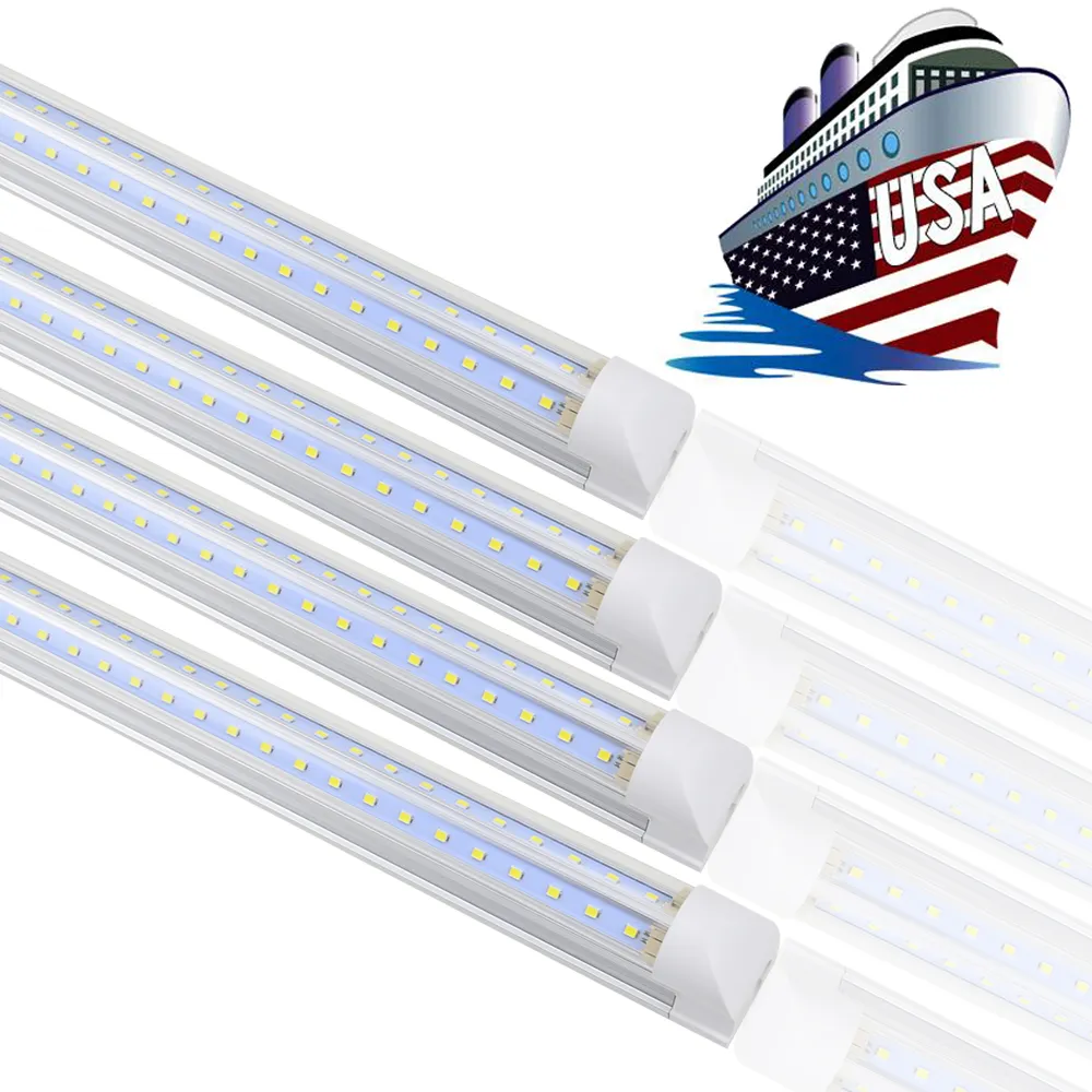 Tubo LED 8FT a forma di V 4 piedi 8 piedi T8 Tubi integrati Porta di raffreddamento Doppi lati SMD2835 Luce fluorescente a LED