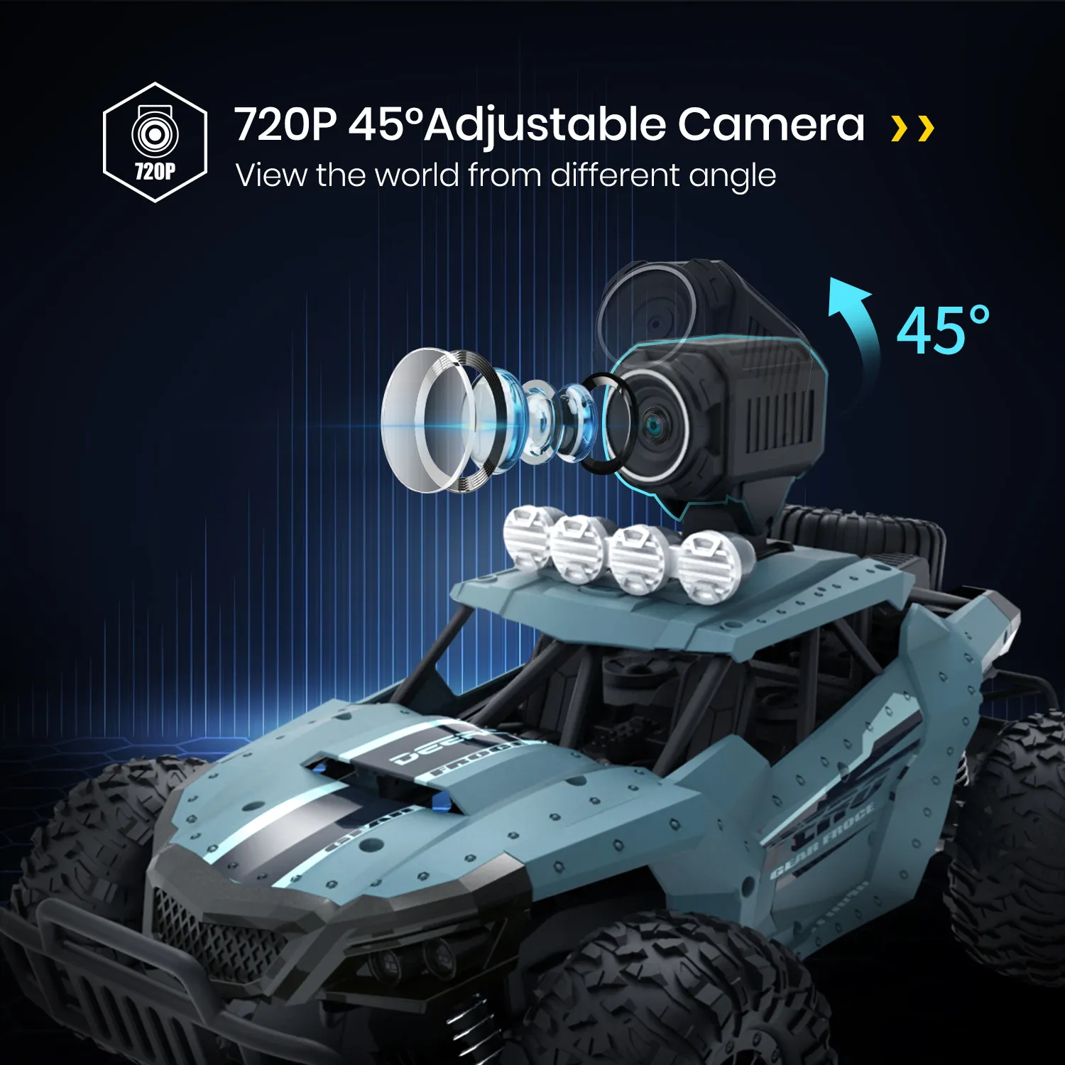 Deerc 1:18 Scale Electric RC Buggy Car with 720P HD Camera, 25 MPH High ...