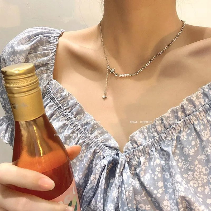 Pendant Necklaces 2022 Ms. Xingmang Pearl Necklace Light Luxury Niche Ins Wind Leisure Simple Small Fresh Cold Clavicle Chain