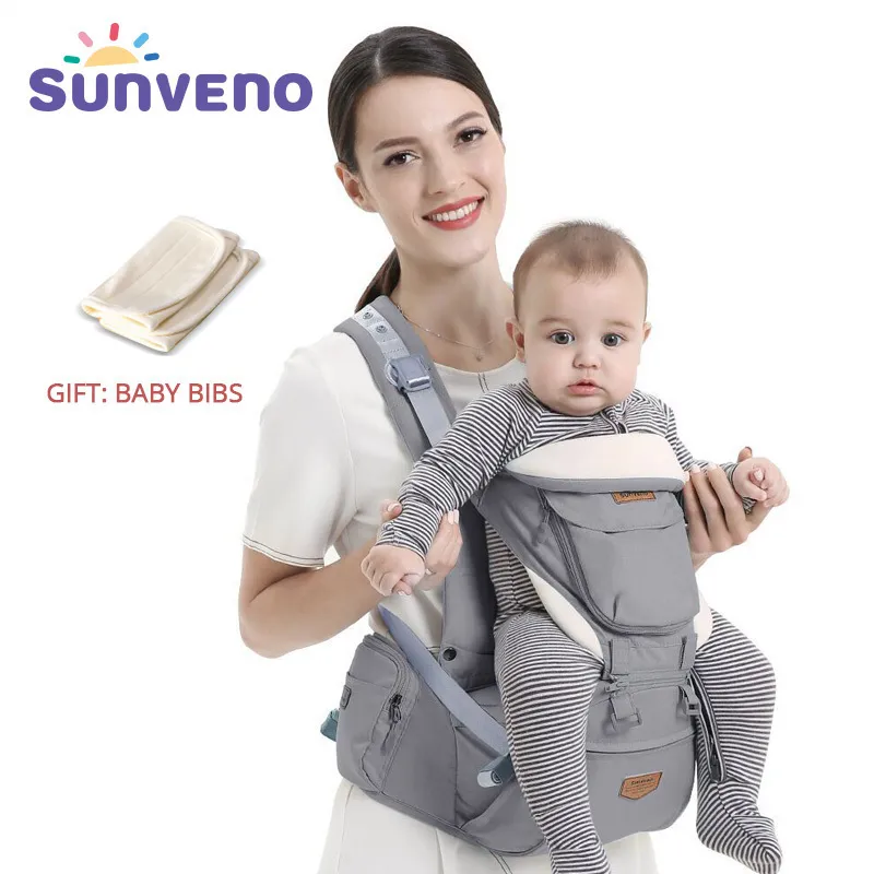 SUNVENO Ergonomiczna nośnik niemowląt Hip Hip Seat Carrier Kangaroo Sling Front Front Plecaki do Działalności Dziecięce Przekładnia LJ200914