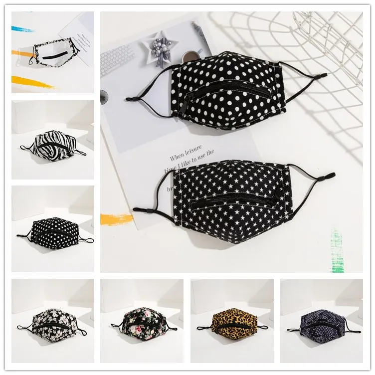 Fashion Zipper Face Mask Reausable Washable Masks Printing Drinking Mask Open Cover Eat Drink In Public Outdoor Cycling Mouth Covers