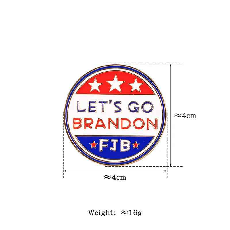Personalized Let`s Go Brandon Brooch Party Favor Biden Alloy Round Brooch Creative Gift