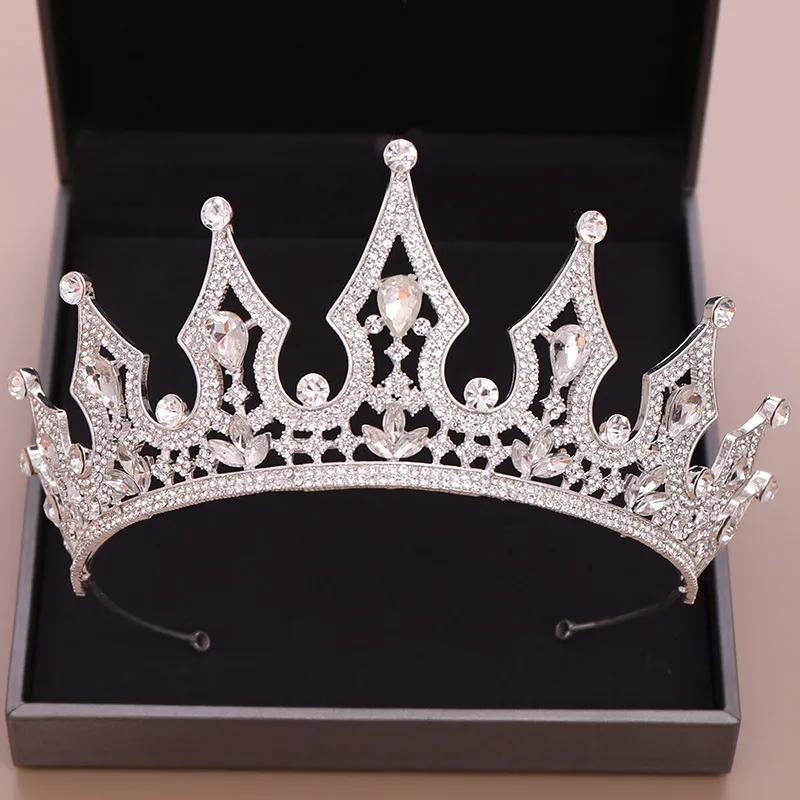 Rose Gold Bridal Crown Royal Rhinestone Crystals Silver Wedding Crowns Crystal Veil Headband Hair Accessories Party Tiaras Baroque chic