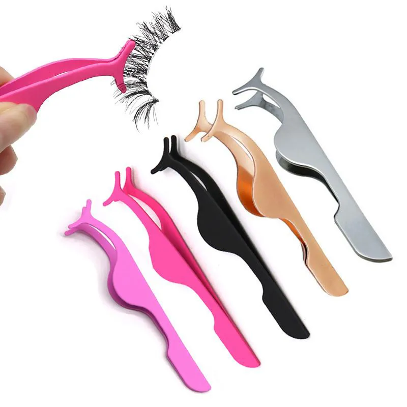 Metal False Eyelash Pinceezers Fake Eye Lash Applicator Eyelash Extension Curler Nipper Auxiliar Clip Clamp Makeup Tools