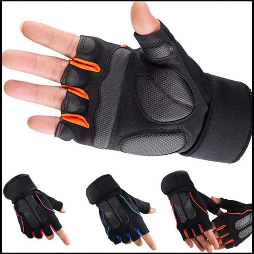 Halvfingerhandskar WeightLifting Glove för sportbandband CrossFit Non-Slip Bodybuilding Barbell Kettlebell Supportband Q0107