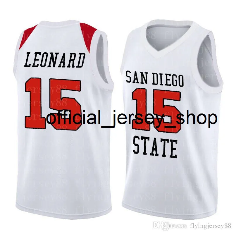 San Diego State Aztecs College 15 Kawhi # Leonard Jersey 15 Basketball porte Blanche NCAA