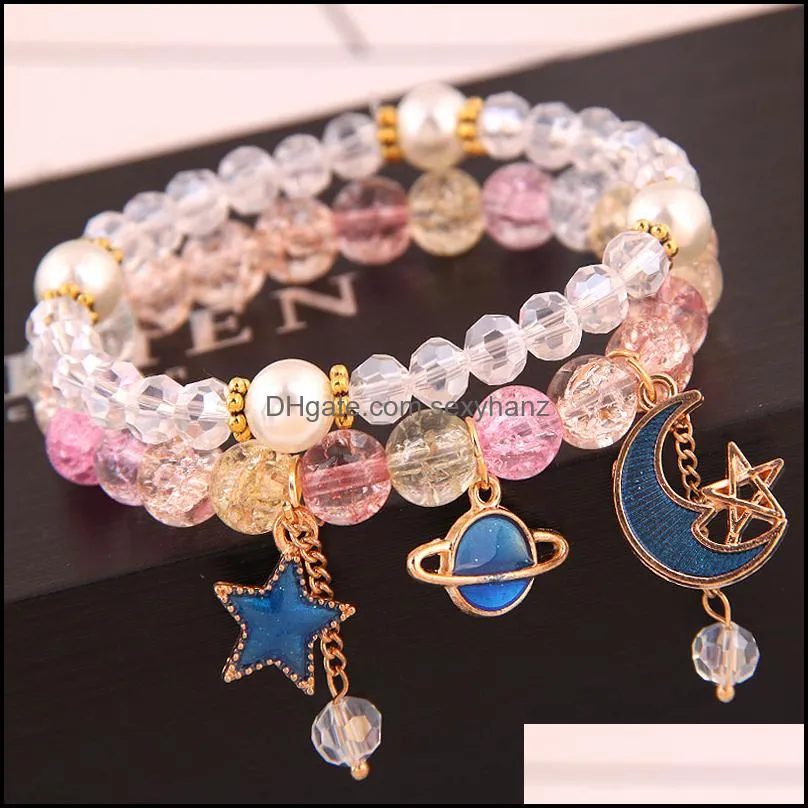 Fashion Crystal Beaded Bracelets & Bangles Luxury Multilayer Star Moon Strand Bracelet Femme Bijoux Charm Pulseras Mujer Jewelry