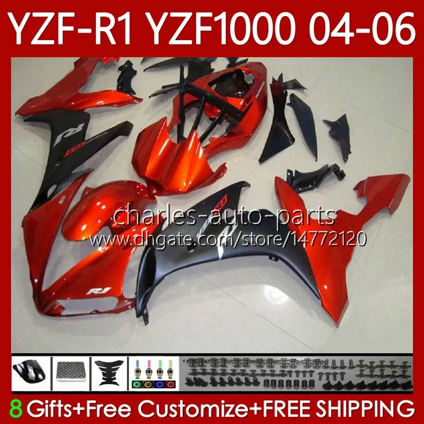 Motorcycle Bodywork For YAMAHA YZF-R1 YZF R 1 1000 CC 2004-2006 Bodys 89No.151 YZF1000 YZF R1 1000CC YZFR1 04 05 06 YZF-1000 2004 2005 2006 OEM Fairing Kit orange light