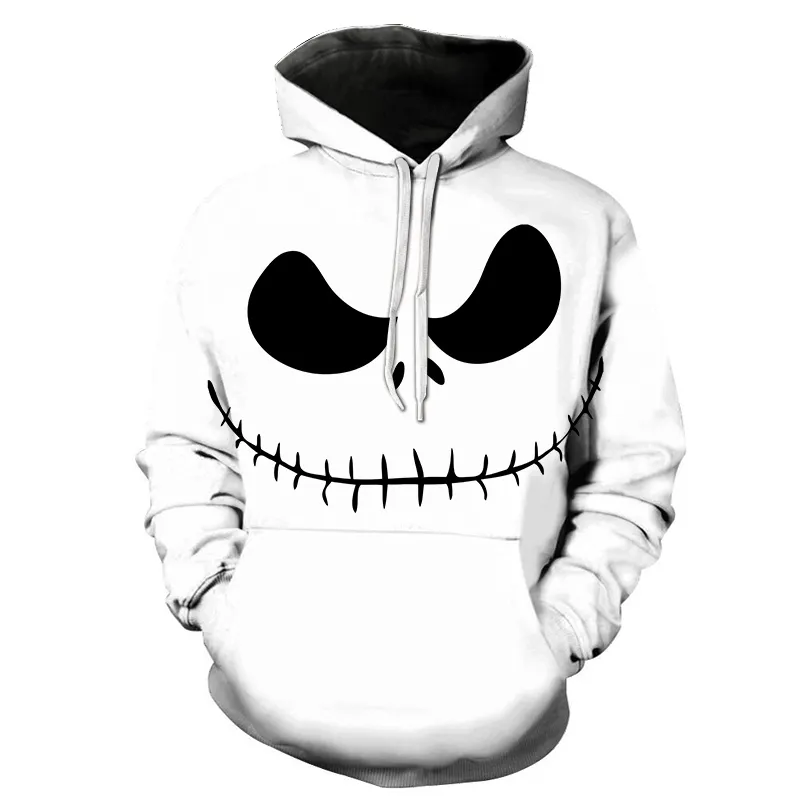 BIAOLUN Sweat-shirt pour homme Citrouille King Jack Skellington Evil Smile Motif Printemps Hommes Sweats à capuche Cool Streetwear Halloween Party 201020