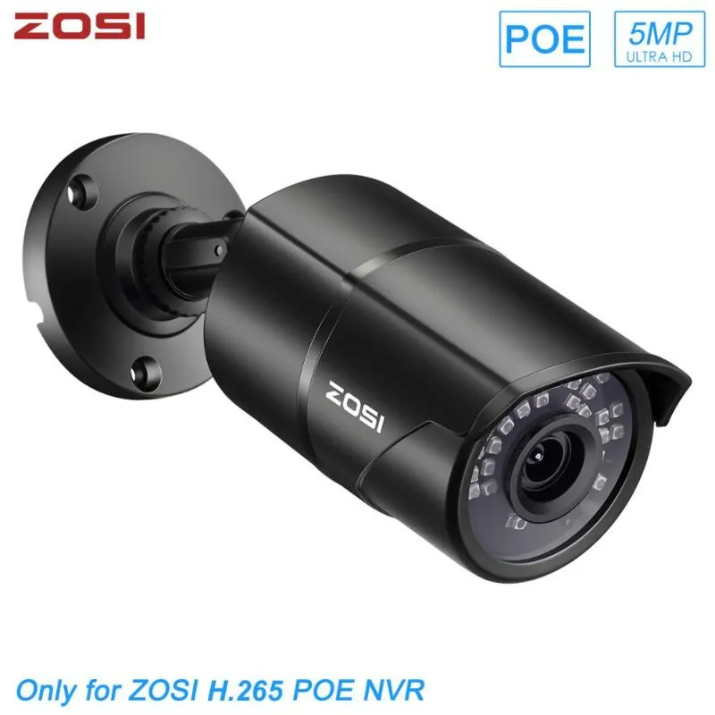 ZOSI H.265 PoE ip camera 5MP HD Outdoor Waterproof Infrared 30m Night Vision Security Video Surveillance CCTV Camera