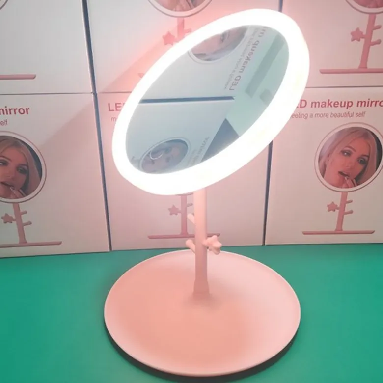 USB-oplaadbare LED-make-upspiegel met afneembare basis 3 modi Verstelbare compacte spiegels