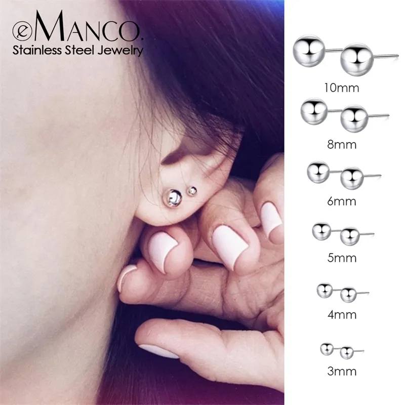 E-Manco Korean Style Stainless Steel earrings for Luxury Rose Gold StudEarrings Set Small Earings Fashion Jewelry Y200323