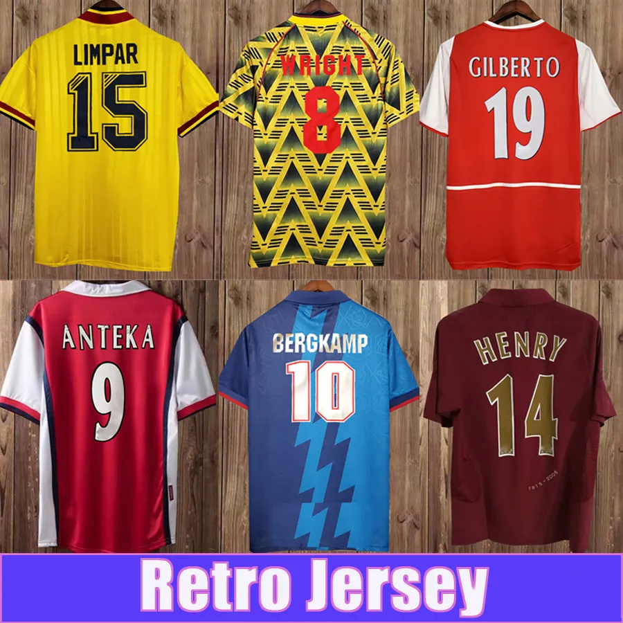 86 07 Retro Henry Bergkamp Soccer Jerseys 94 97 Vieira Merson Adams Vieira Home Away Football Shirt dla dorosłych krótkie długie rękawy