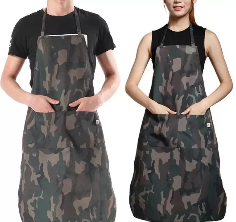 Men Women Kitchen Cooking Apron Camouflage Apron Anti-Oil Bib Sleeveless Apron Househould Cleaning Tools Free