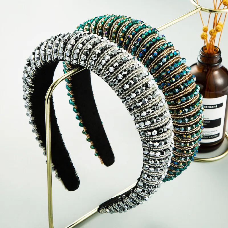 Cerchietto Imbottito Con Perle E Strass Per Donna – Accessorio Capelli Elegante – Colore Rosa