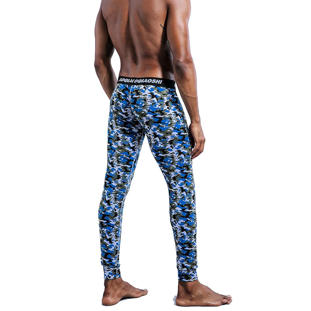 Calzoncillos largos de algodón para hombre, pantalones legging de camuflaje a la moda para hombre, pantalones cálidos, calzoncillos, pantalones ajustados para hombre de wint2941