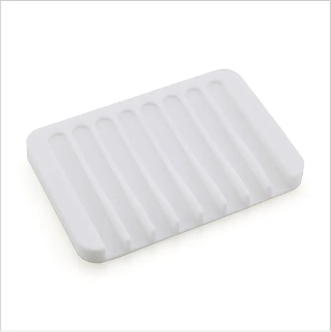 Soap Dish Holder Silicone Anti-slip Soap Dishes Candy Soft Soap Holder Rack Plate Tray Rectangle Case Container Bathroom Organizer B7002