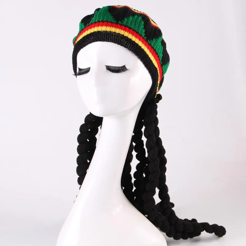 Berets Fashion Jamaican Rasta Hat Wig Dreadlocks Caribbean Beret Cap