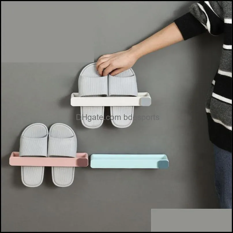 Hooks & Rails Home Storage Organization Housekee Garden Wall Mounted Shoe Rack Punch- Shoes Hanger Slippers Kitchen Racker Shelf Hanging Hol